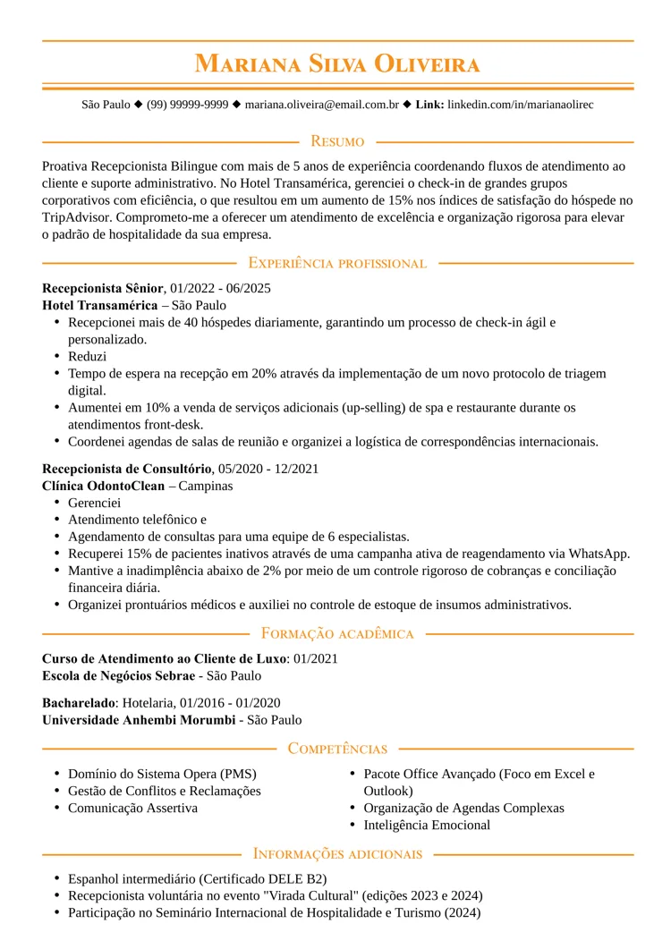 Currículo minimalista com modelo elegante