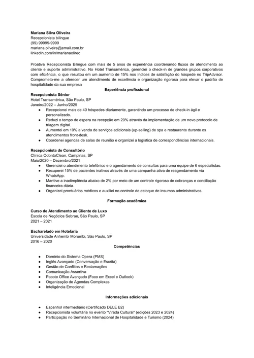 modelo de currículo minimalista da LiveCareer