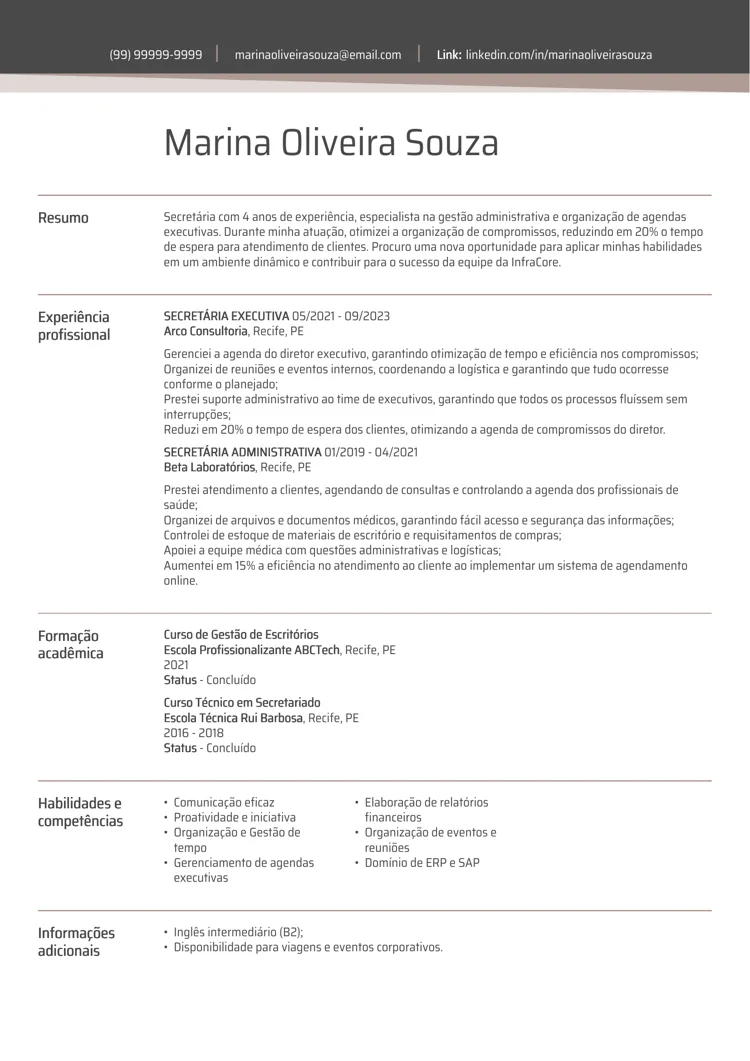 modelo de curriculum vitae para baixar atualizado