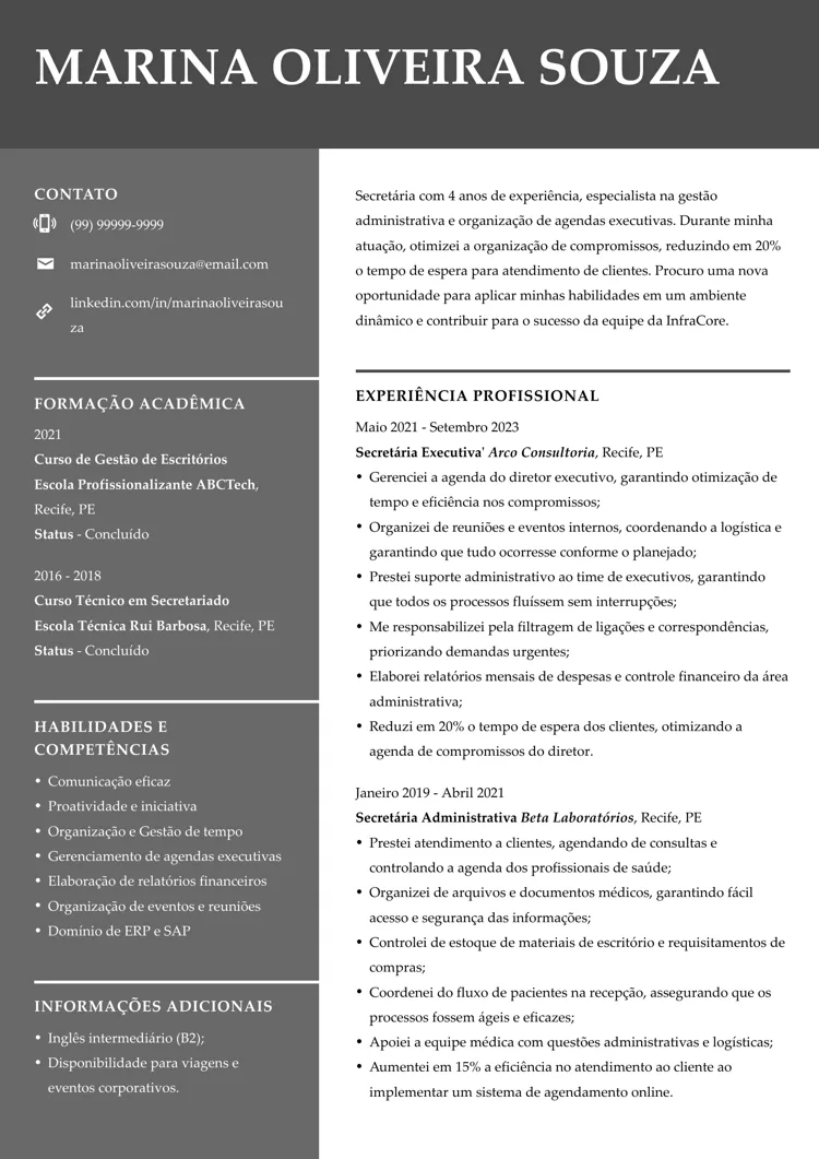 modelo de CV pronto para baixar