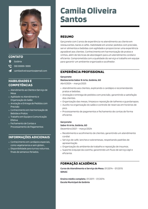 exemplo de currículo feito no gerador online da LiveCareer