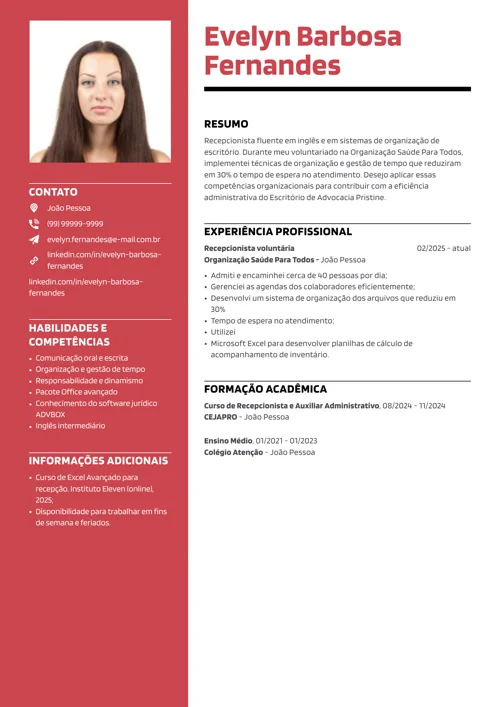 exemplo de primeiro currículo com objetivo