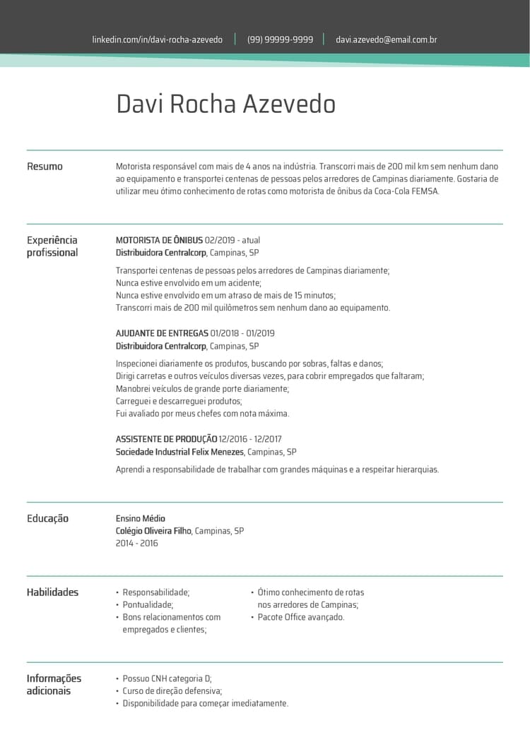 currículo simples para preencher Habilidoso