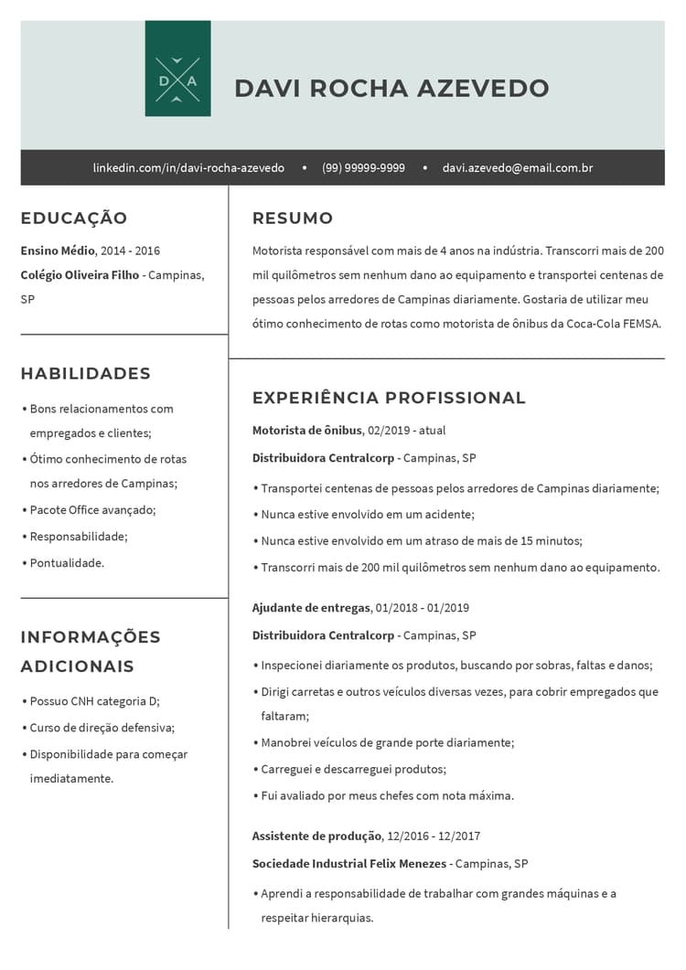 curriculum vitae para preencher Distinto