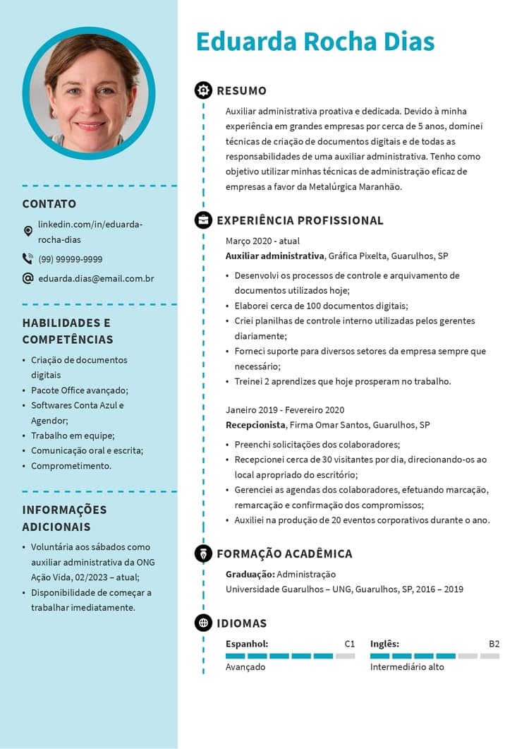 modelo de curriculum vitae em PDF criativo