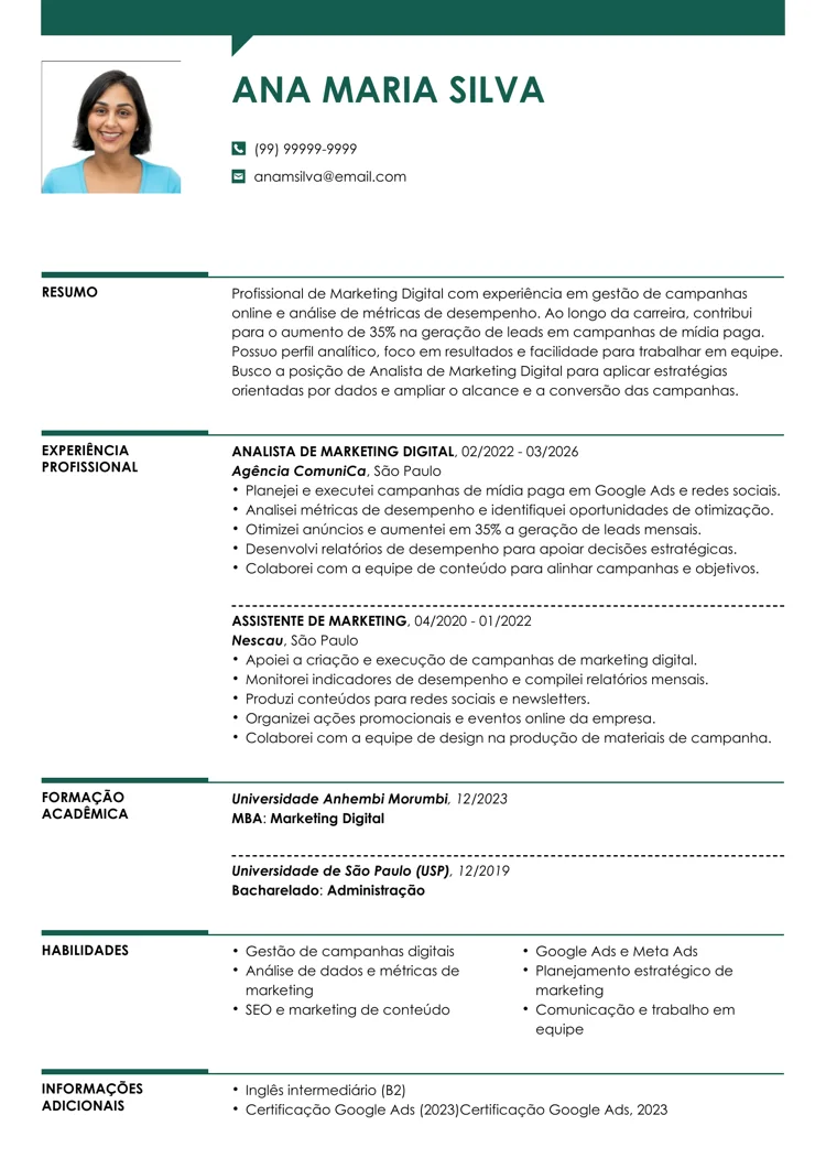 Currículo personalizado para baixar