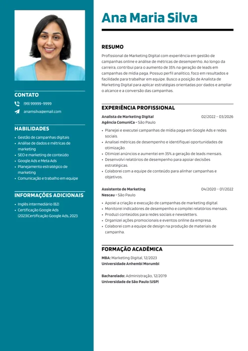 exemplo de currículo personalizado online da LiveCareer