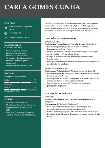Modelo de currículo profissional