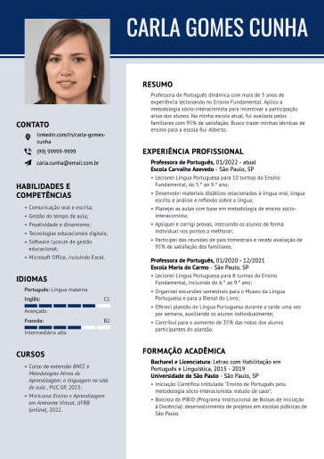 Modelo de currículo profissional
