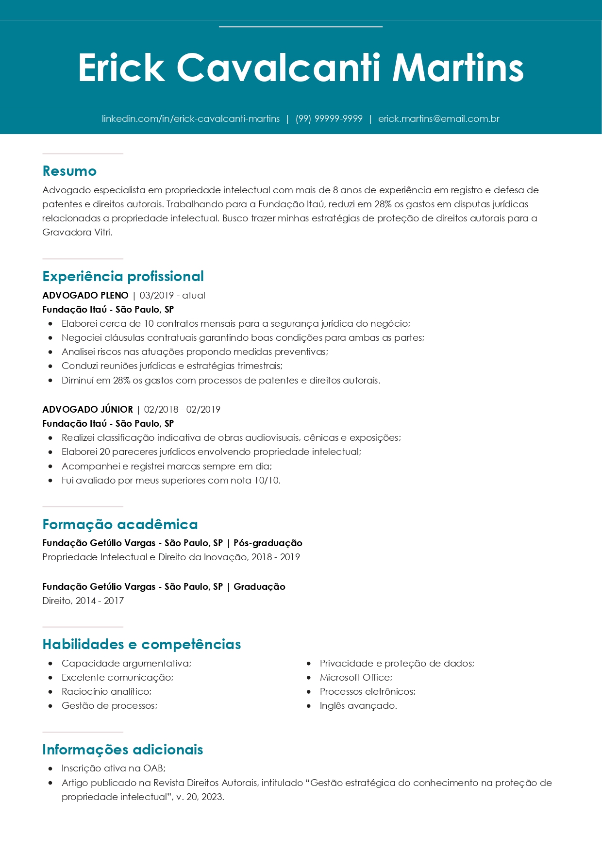 Currículo profissional em PDF