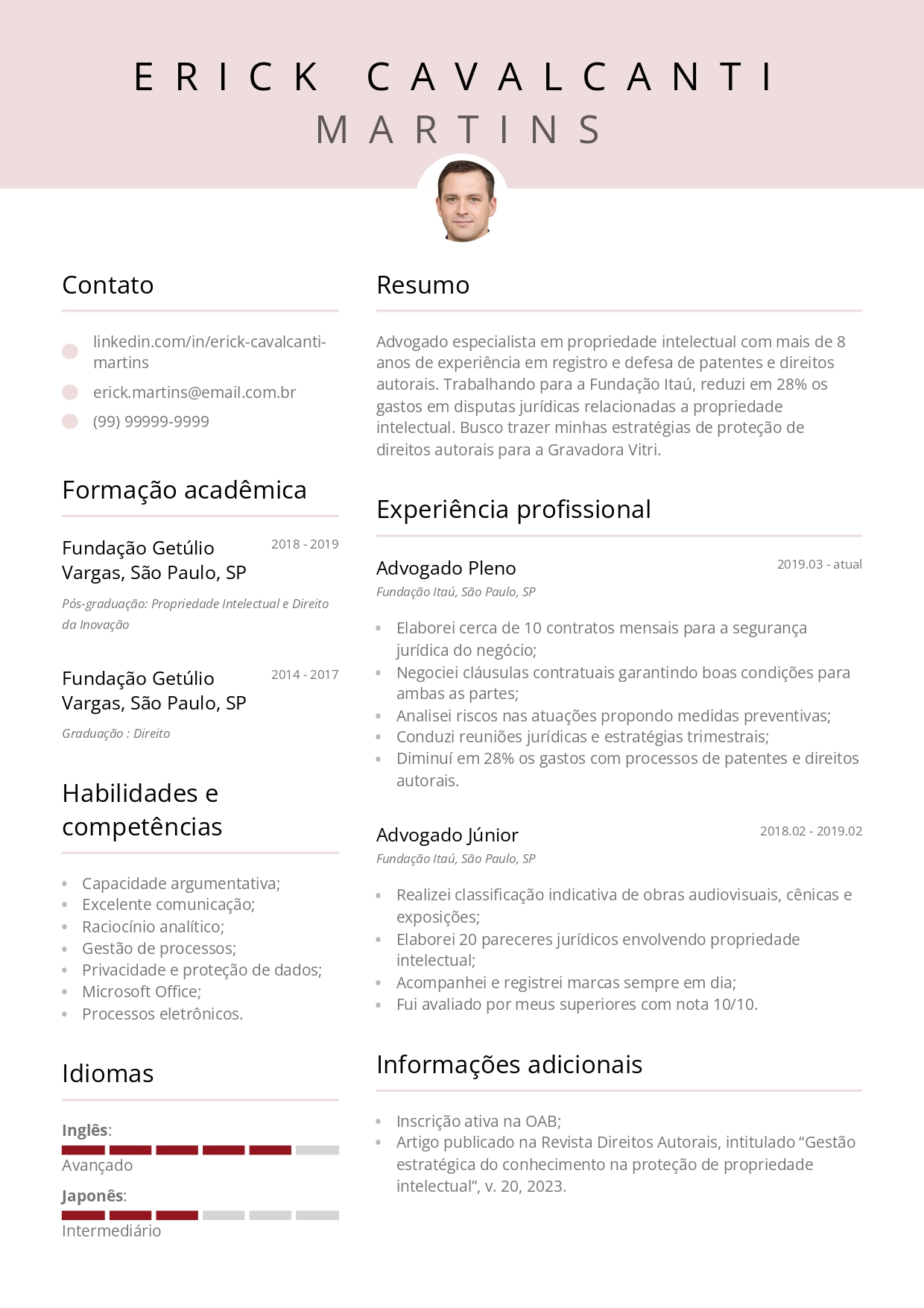 Exemplo de currículo profissional