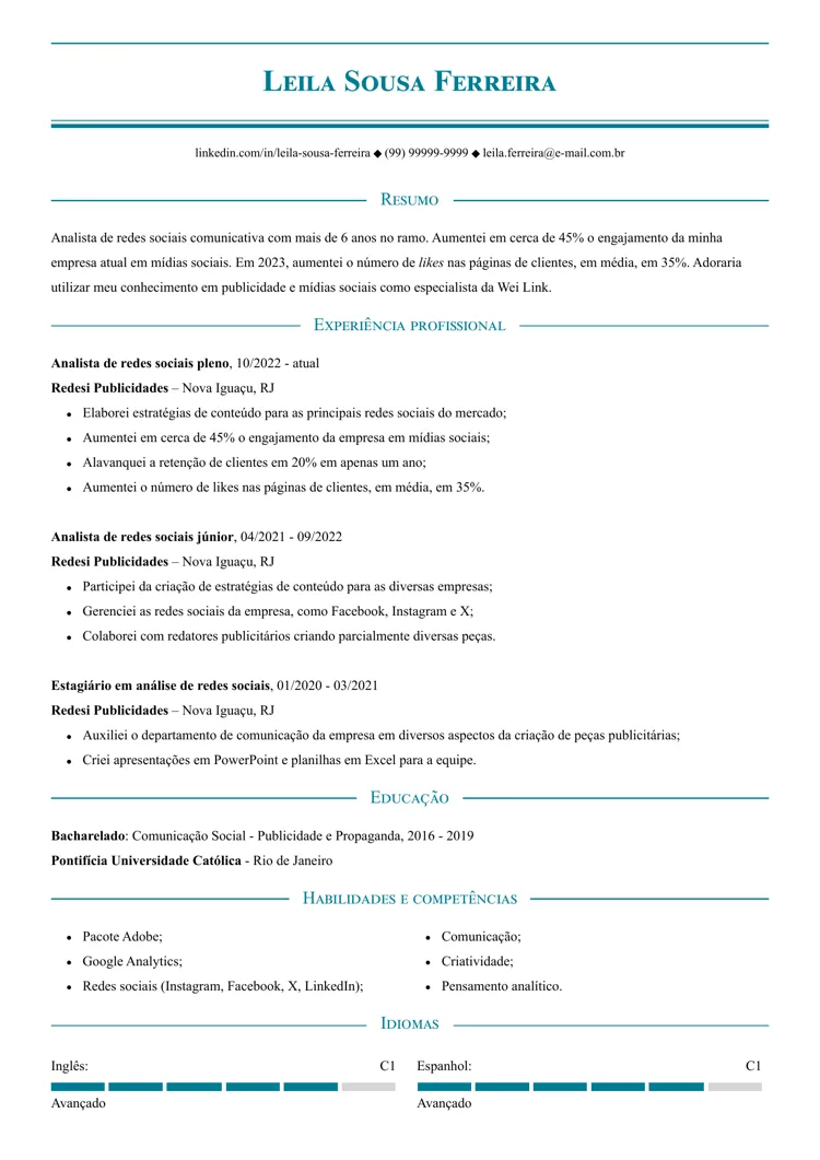 currículo pronto Refinado