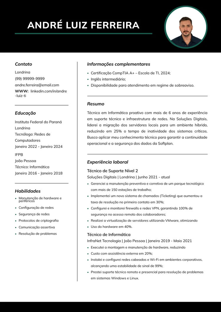 Modelo de currículo Word simples