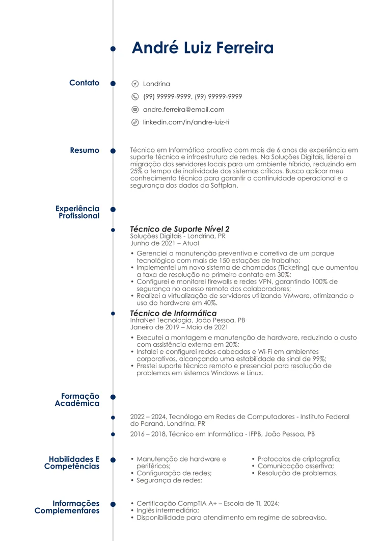 Curriculum vitae simples em Word