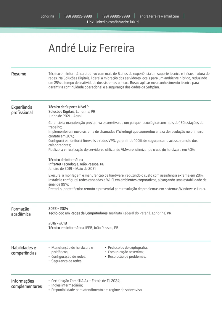 Currículo Word simples