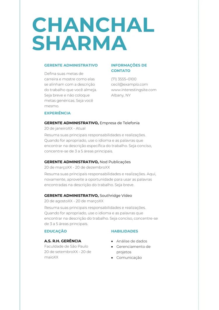 Baixar modelo de currículo simples word