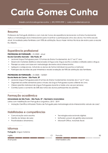 Modelo de currículo simples