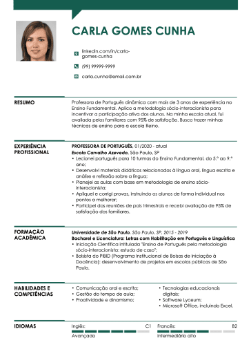 Modelo de currículo simples