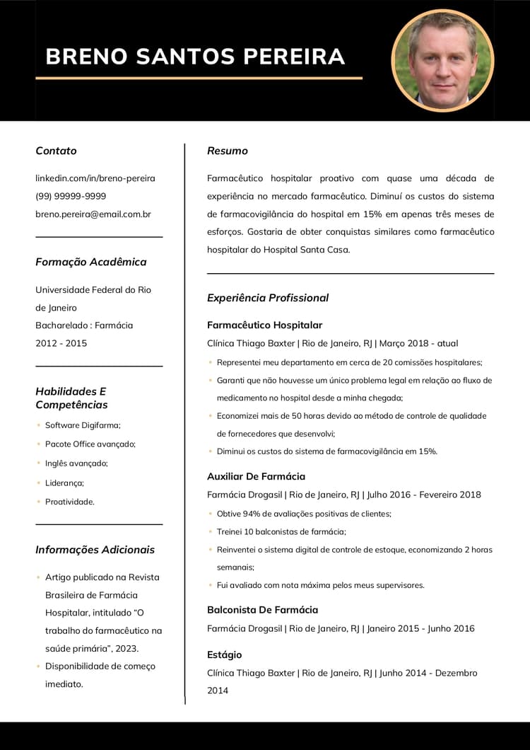 modelo de curriculum vitae simples e estilizado