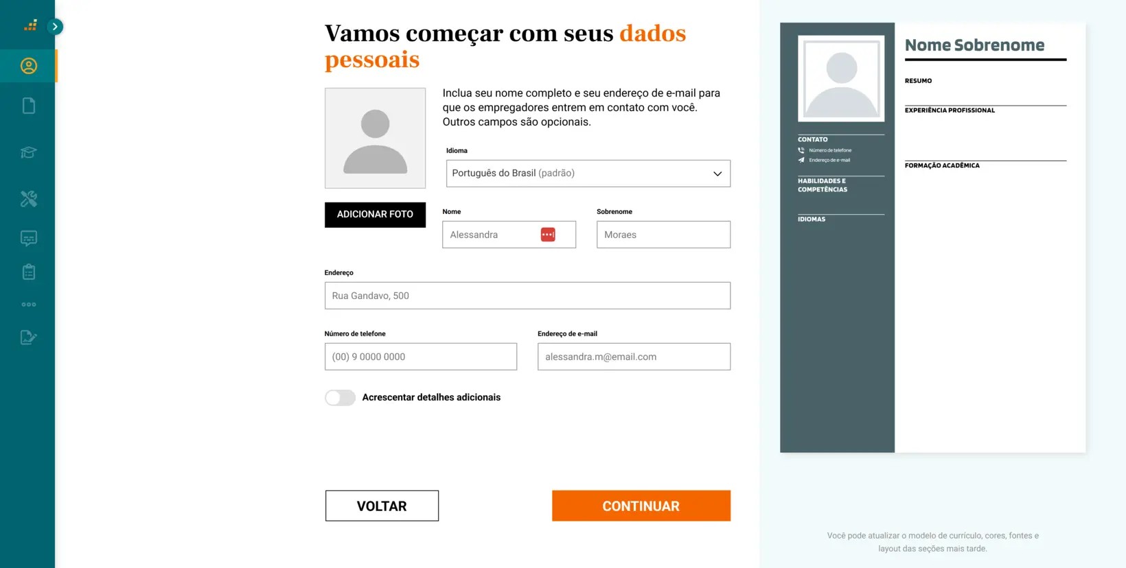 Como preencher o currículo no site de CV da LiveCareer