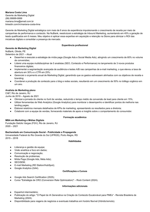 exemplo de currículo com soft skills