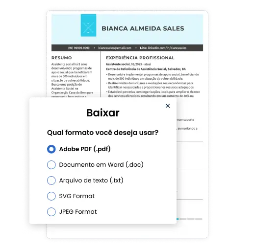 Baixar currículo em PDF