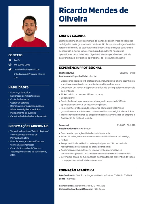 exemplo de currículo com título do cargo