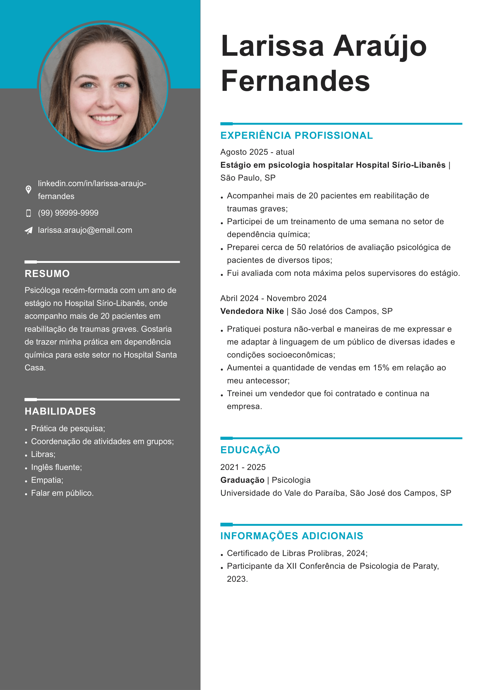 exemplo de curriculum vitae Word