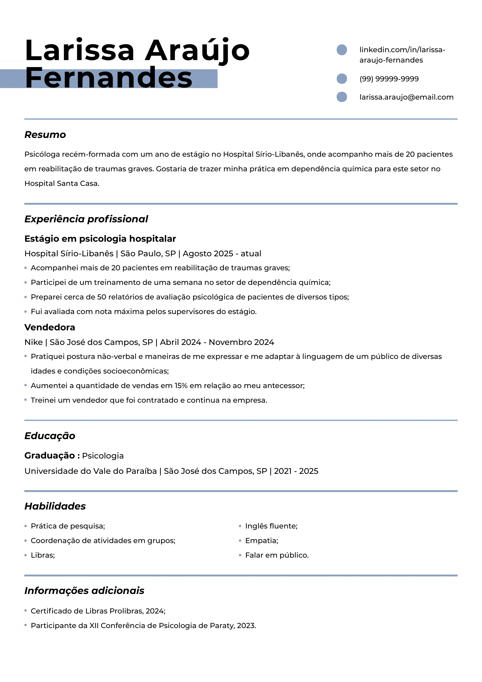 modelo de curriculum vitae Word